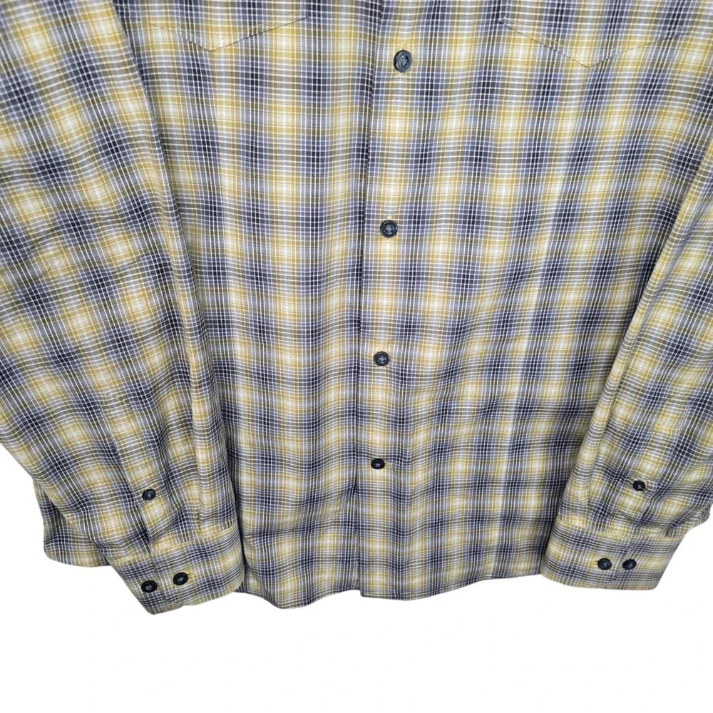 Banana Republic‎ Shirt Mens Large 16-16.5 Yellow Plaid Button Up Slim Fit Casual